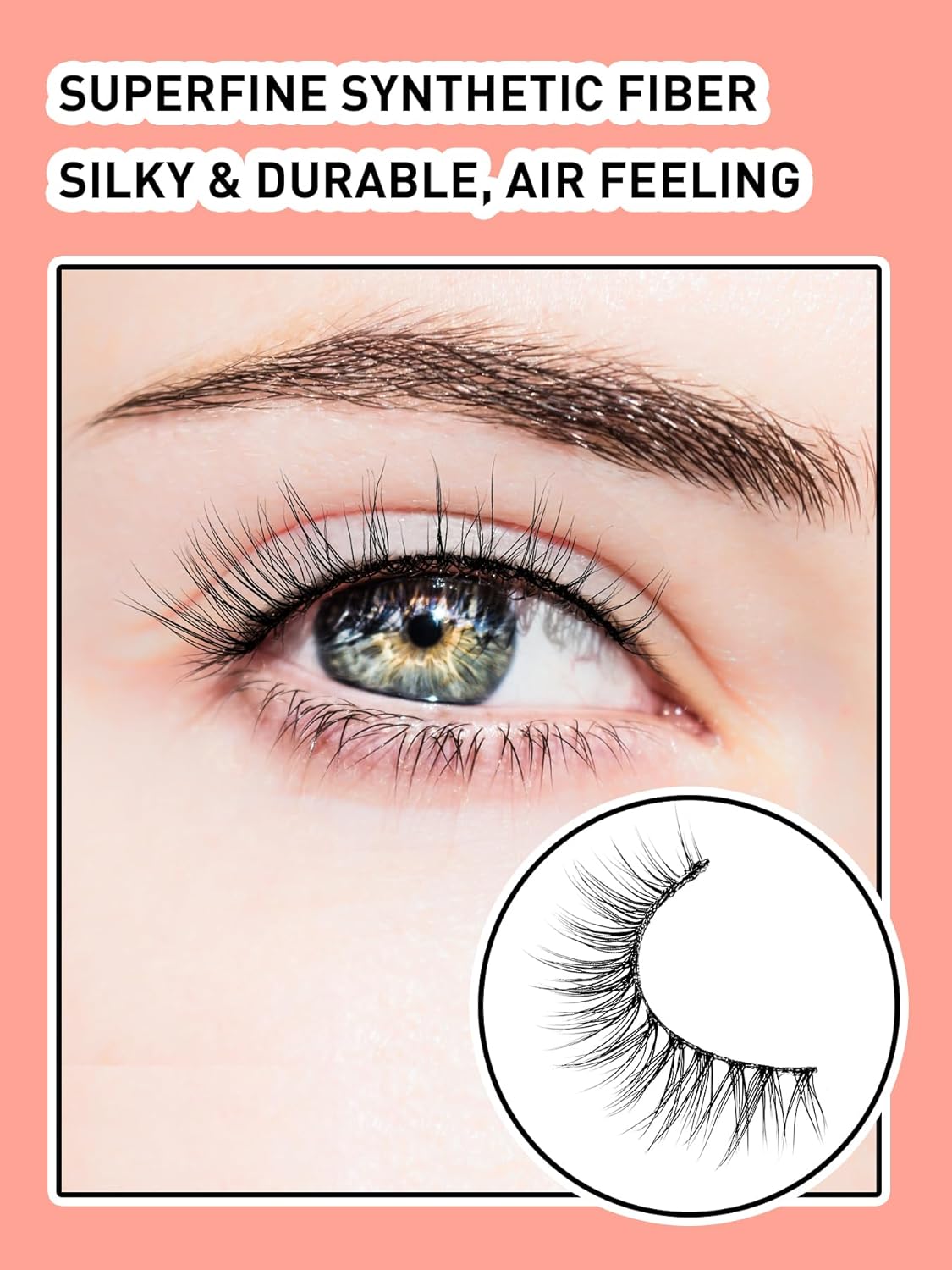 False Eyelashes Wispy Lashes Natural Look 12mm Cat Eye Eyelashes 3D Volume Natural Lashes 0.1MM Thin Band Strip Lashes Siligli Eye Lashes C Curl 7 Pair-FemmiqueWomen