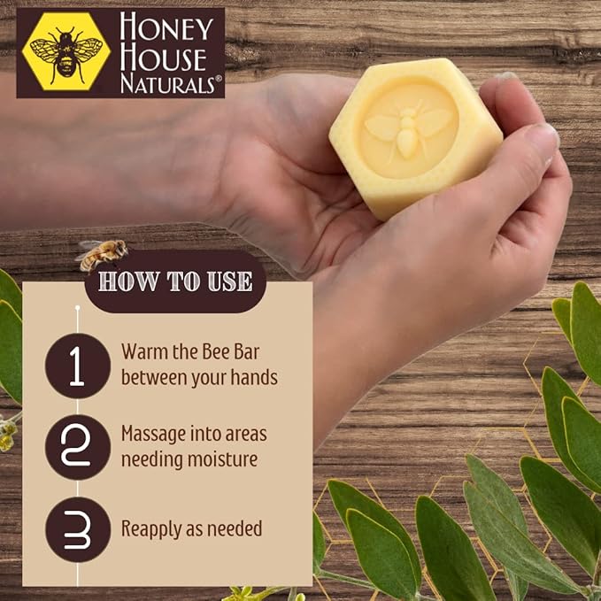 Bee Bar Honey House Naturals Duo – Vanilla - Small 6 Ounce and Large 2 Ounce– All Natural Ultra Moisturizing Lotion Bar Infused with Essential Oils and Butters – Made in USA-FemmiqueWomen