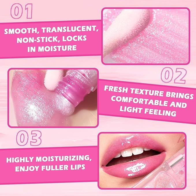 2PCS/Set MILEMEI Color Changing Lip Oil Magic Moisturizing, Big Brush Plumping Lip Oil, Plumping Glimmer Glow-FemmiqueWomen