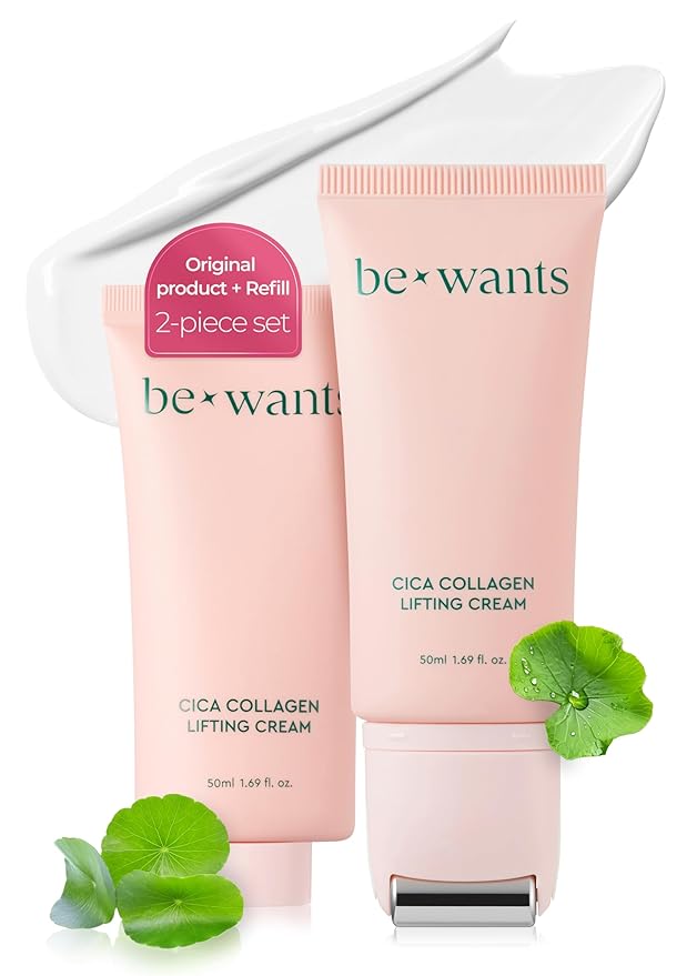 Bewants gua sha neck cream roller, korean neck cream with massage roller, rapid lift neck serum roll on, moisturizer for tightening skin with centella asiatica (2 Pack)-FemmiqueWomen