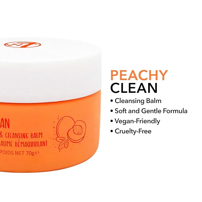 W7 Peachy Clean Face Cleansing Balm - Makeup Remover Melt With Fruit Juice - Clean Oil Free Skin-FemmiqueWomen
