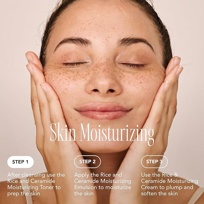 The Face Shop Rice Ceramide Moisturizing Emulsion - Rice Extract - Lightweight Face Moisturizer - Brightening - Hydrating Targets Dryness - Strengthens Skin Barrier - Face Lotion - Korean Skin Care-FemmiqueWomen