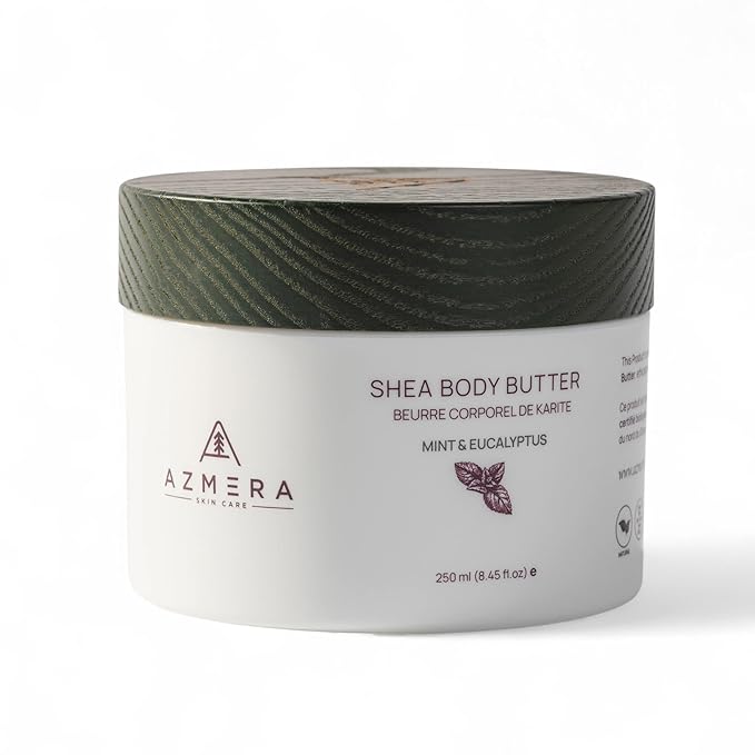 AZMERA Handcrafted Whipped Shea Body Butter – Refreshing Mint & Eucalyptus Scented Moisturizer for Dry, Sensitive Skin, Argan Oil & Vitamin E – Vegan, Non-Greasy Skincare – 8.82 oz-FemmiqueWomen