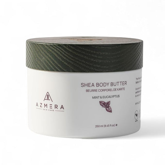 AZMERA Handcrafted Whipped Shea Body Butter – Refreshing Mint & Eucalyptus Scented Moisturizer for Dry, Sensitive Skin, Argan Oil & Vitamin E – Vegan, Non-Greasy Skincare – 8.82 oz-FemmiqueWomen