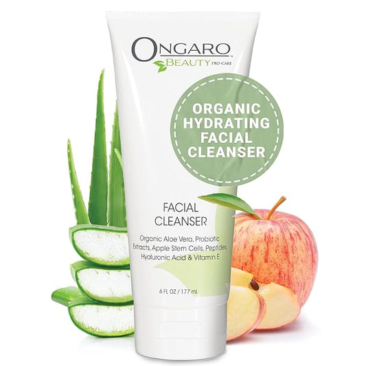 Ongaro Beauty Hydrating Face Cleanser, Gentle Facial Cleanser with Organic Aloe Vera for Normal, Oily, Sensitive and Dry Skin, Facial Wash with Hyaluronic Acid and Vitamin E, 6 fl oz-FemmiqueWomen