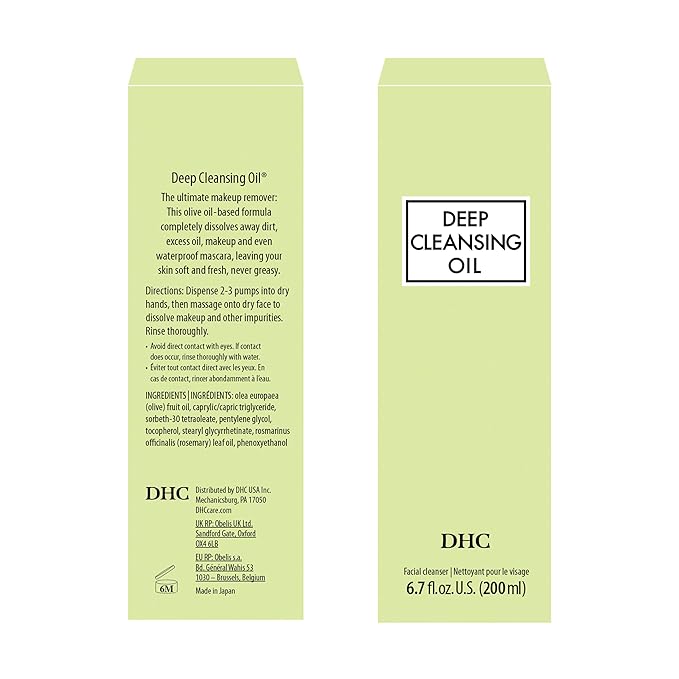 DHC Deep Cleansing Oil, Facial Cleansing Oil, Makeup Remover, Cleanses without Clogging Pores, Residue-Free, Fragrance and Colorant Free, All Skin Types, 6.7 fl. oz.-FemmiqueWomen