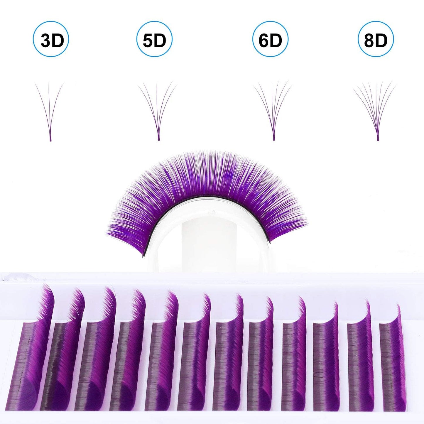 Easy Fan Volume for Lash Artists: Wendy, Handmade Fans for Eyelash Extensions, Self Fanning, Blooming, B-KH, Purple, D-0.07-8-14-FemmiqueWomen