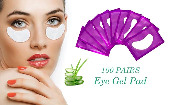 100 Pairs Set Under Eye Pads, Comfy and Cool Under Eye Patches Gel Pad for Eyelash Extensions Eye Mask Beauty Tool (Purple)-FemmiqueWomen
