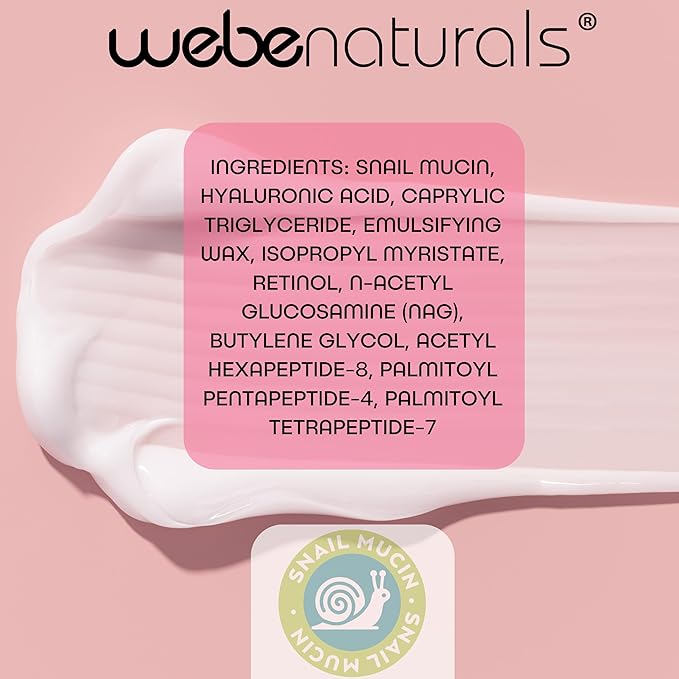WEBE Hydration Snail Mucin Moisturizer – Hydrating Face Cream with Hyaluronic Acid, Retinol & Peptides for Smoother, Youthful-Looking Skin-FemmiqueWomen