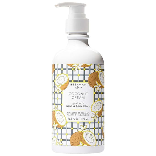 Beekman 1802 Coconut Cream Goat Milk Body Lotion - Scented - 12.5 oz - Hydrating & Moisturizing with Shea Butter - for Sensitive Skin - Cruelty Free - Packaging May Vary - Pump Included, Ready for Use-FemmiqueWomen