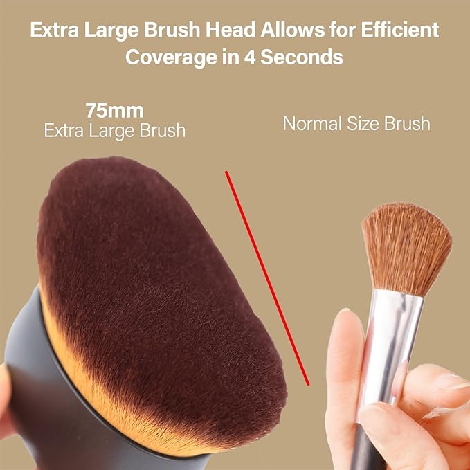 Extra Large Body Makeup Brush For Self Tanner, Leg Makeup &Bronzer Blend,75 mm Wide-headed Kabuki Brush Provides More Even& Pretty Application, Sunscreen Face& Back Makeup Brush, Wet& Dry Use- Black-FemmiqueWomen