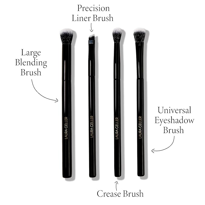 LAURA GELLER NEW YORK Shadow Skills Eyeshadow Professional Vegan Makeup Brush Set | Apply Eyeshadow & More - Pack of 4-FemmiqueWomen