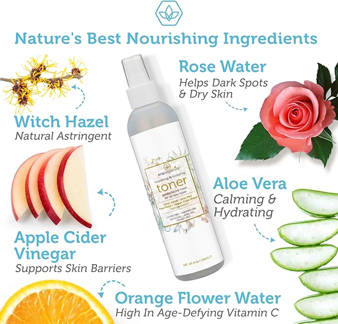 Era Organics Hydrating Toner for Face - Refreshing and Balancing Anti Aging Facial Mist with Rose Water, Apple Cider Vinegar, Witch Hazel-FemmiqueWomen