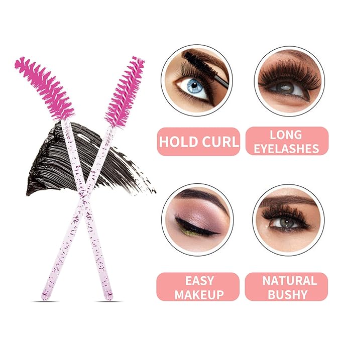350 PCS Under Eye Gel Pads,Eyelash Mascara Brushes,Holder Eyelash Extension Rings - 100% Naturel Lint Free,Comfy and Cool,Eyelash Extension Eye Pads,Hydro gel Eye Patches Beauty Tool(Pink)-FemmiqueWomen