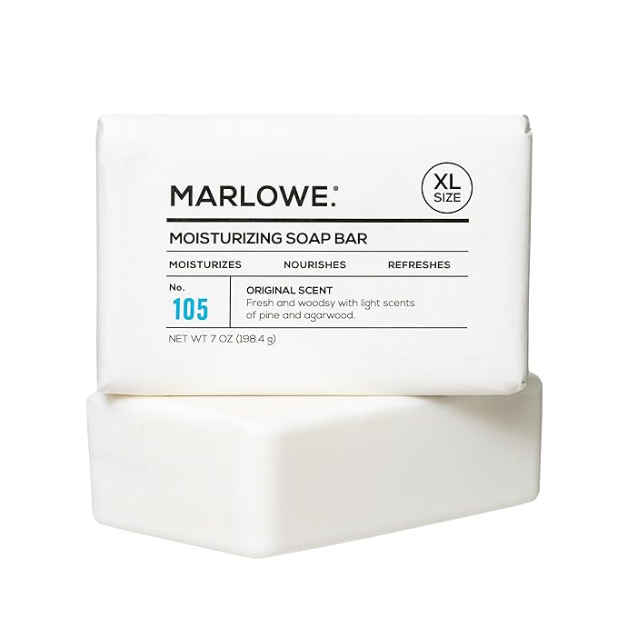 MARLOWE. No. 105 Bar Soap for Men 7 oz, Moisturizing Body Soap, Nourishing & Refreshing with Natural Extracts, Shea Butter, Olive Oil & Green Tea Extracts, Original Sage & Fir Scent-FemmiqueWomen