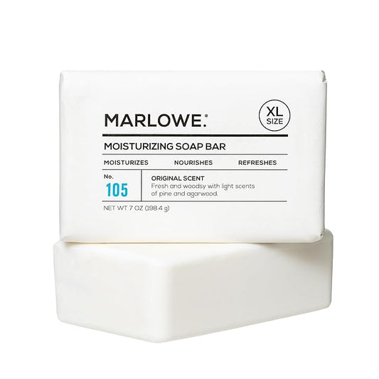 MARLOWE. No. 105 Bar Soap for Men 7 oz, Moisturizing Body Soap, Nourishing & Refreshing with Natural Extracts, Shea Butter, Olive Oil & Green Tea Extracts, Original Sage & Fir Scent-FemmiqueWomen