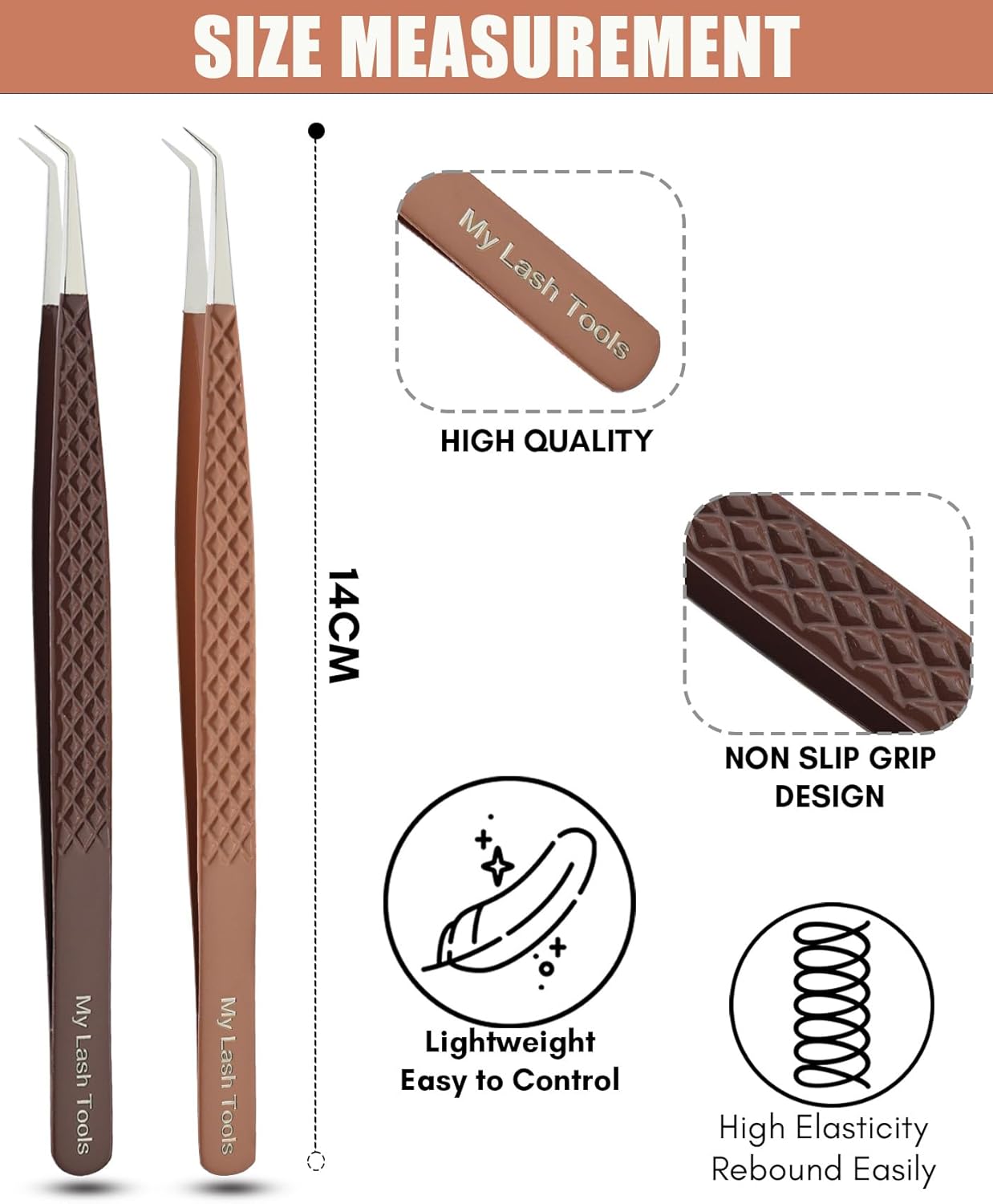 2pcs Curved Isolation Tweezers for Eyelash Extensions – 14cm Stainless Steel, Best for Individual Isolation & Classic Lashes Lash Tweezers Set-FemmiqueWomen