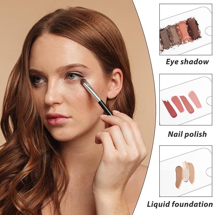 3 Pcs Acrylic Makeup Palette with 3Pcs Makeup Spatula, Makeup Palette Tray Apply for Foundation Eye Shadow Lipsticks Nail Art Professional Pigment Blending-FemmiqueWomen