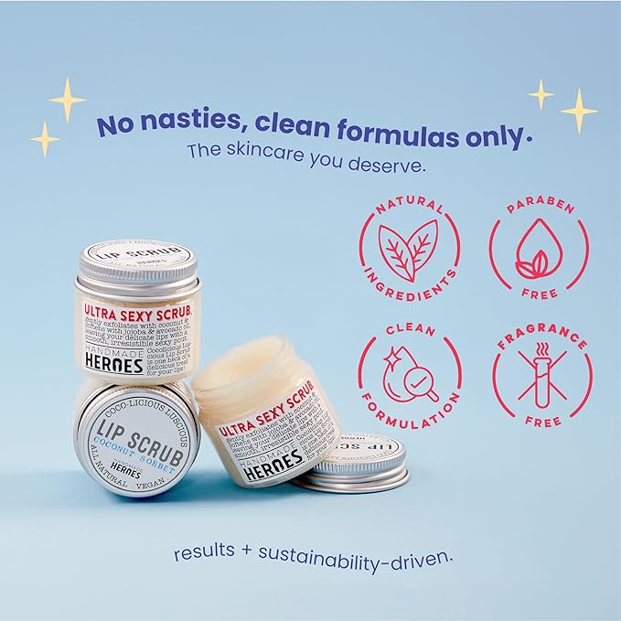 100% Natural Lip Scrub for Soft, Smooth Lips, Vegan Lip Scrub Gentle Exfoliator for Chapped and Dry Lips. 2 pc Coconut Lip Exfoliator Set lip exfoliator.-FemmiqueWomen