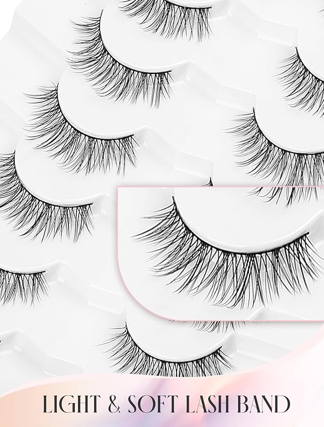 Natural Lashes Natural Eyelashes Short Eyelashes Natural Look False Eyelashes Wispy Eye Lashes Small Lashes Fake Lashes K28-FemmiqueWomen