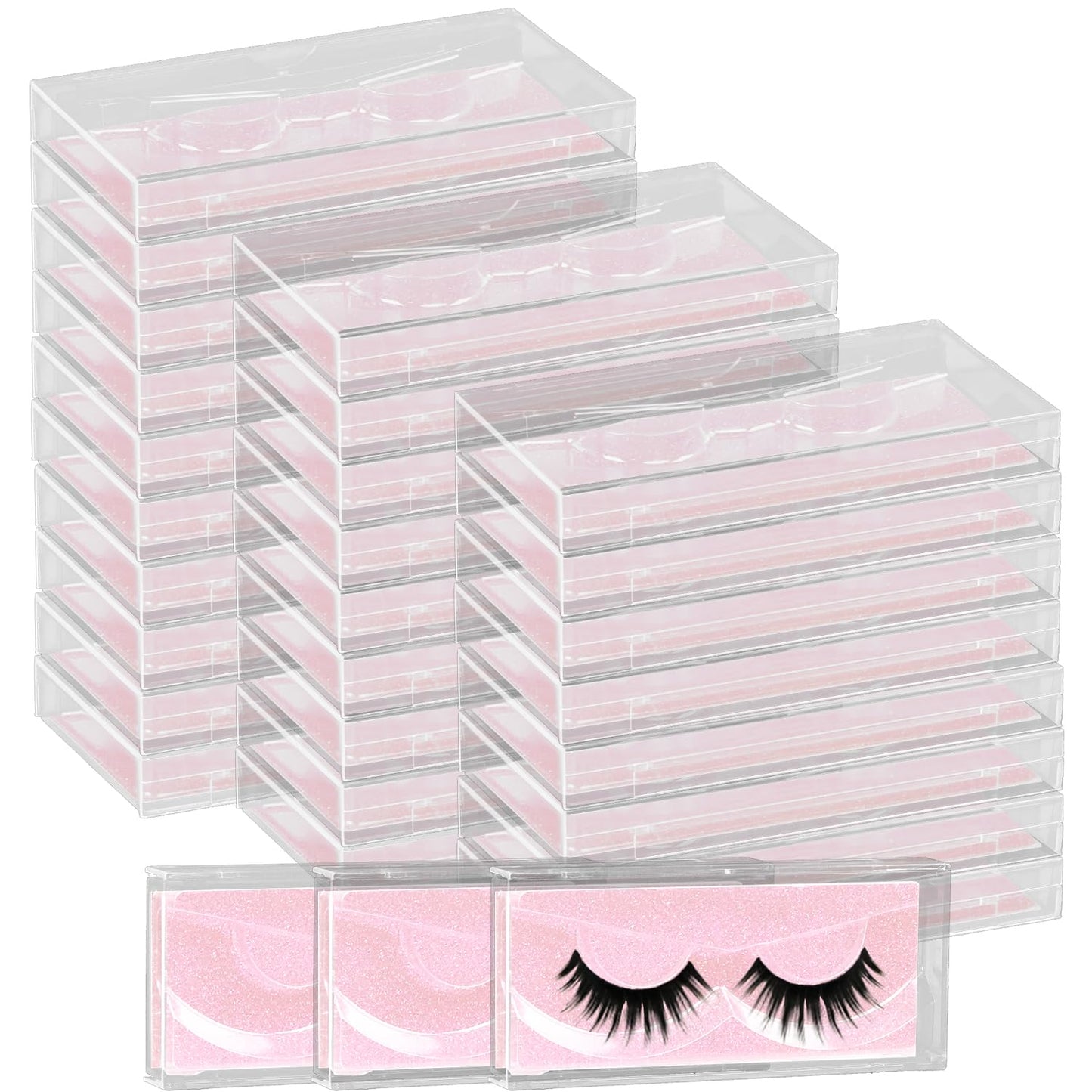 Empty Lash Boxes, 30 Pack Customizable False Eyelash Packaging Cases, Bulk Storage Containers, Premium Display and Protection (Pink)-FemmiqueWomen