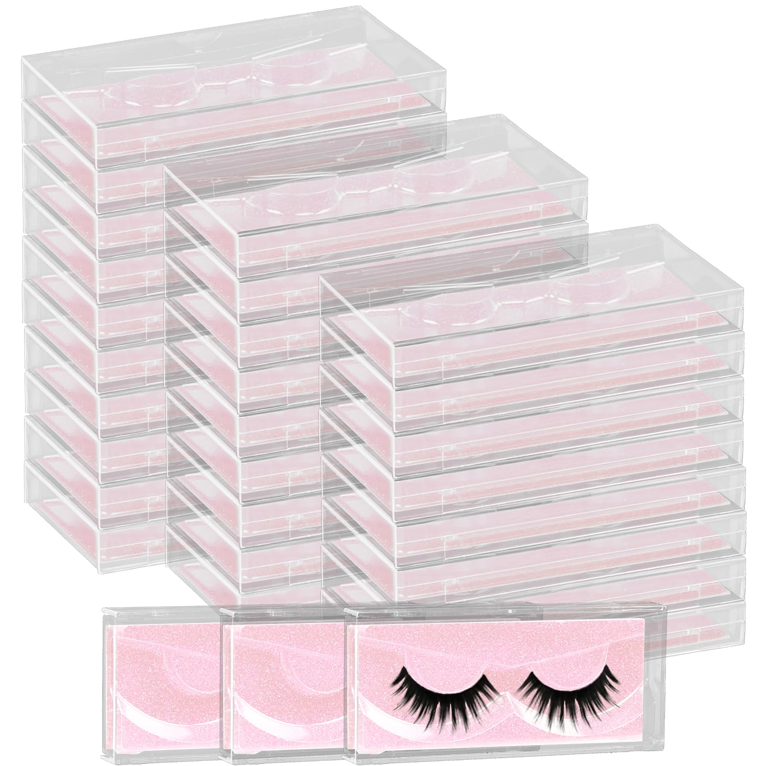 Empty Lash Boxes, 30 Pack Customizable False Eyelash Packaging Cases, Bulk Storage Containers, Premium Display and Protection (Pink)-FemmiqueWomen