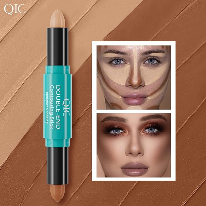 2-in-1 Contour & Highlighter Stick - Dual-Ended, Waterproof, Long-Lasting, for All Skin Tones (02# Lotus root Pink + Coffee)-FemmiqueWomen