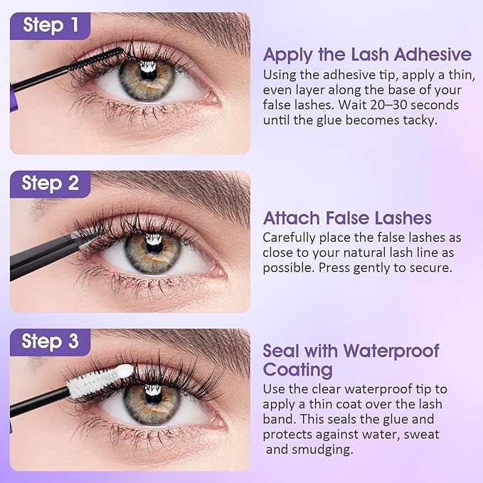 Eyelash Glue and Lash Bond & Seal, 72H Waterproof Cluster Lash Glue for Eyelash Extensions, Long-Lasting & Non-Irritating, 2-in-1 Bond and Seal for Lash Clusters-FemmiqueWomen