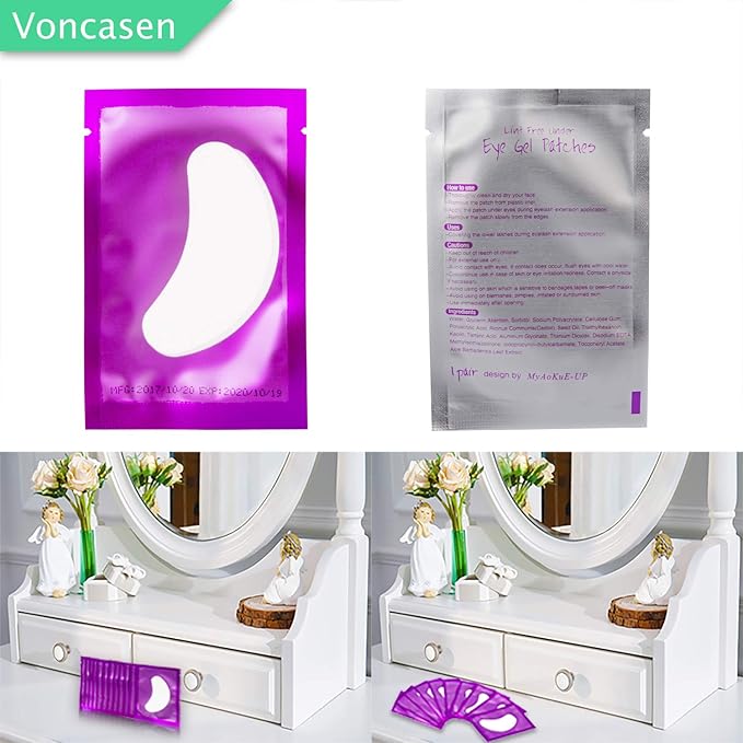 100 Pairs Set Under Eye Pads, Comfy and Cool Under Eye Patches Gel Pad for Eyelash Extensions Eye Mask Beauty Tool (Purple)-FemmiqueWomen