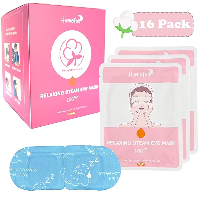 16 Pack Steam Eye Mask for Dry Eye Care - Bulk Disposable Heating Eye Mask for Dark Circles and Puffiness Relief Soothing Moisturizing Warm Eyes Care Pads Relax Therapy, Fragrance Free-FemmiqueWomen