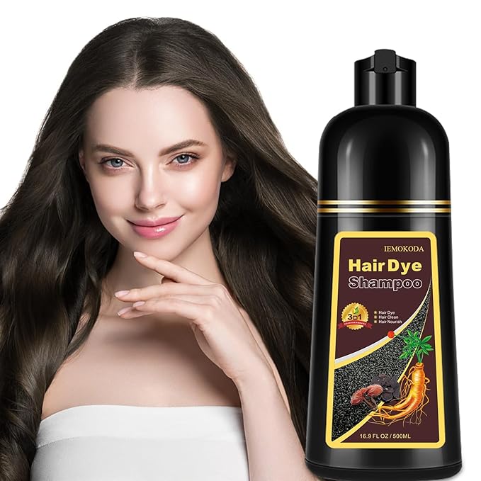 Natural Black Tea Hair Dye Shampoo 3-in-1, 100% Gray Hair Coverage in Minutes, Hair Instant Dye Shampoo for Women Men, Plant Based Hair Color Shampoo with Conditioner, Champu Con Tinte Para Canas-FemmiqueWomen