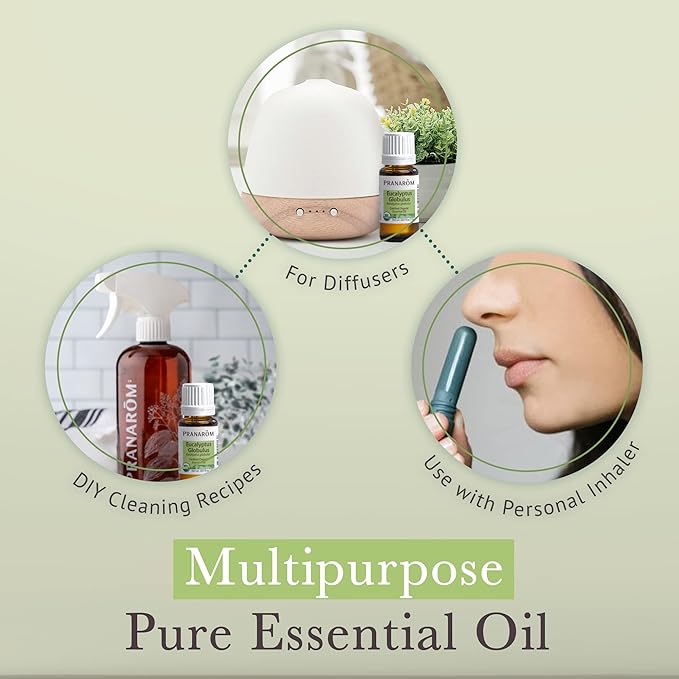 Pranarom USDA Certified Organic Eucalyptus Globulus Essential Oil (15ml), 100% Pure Undiluted Therapeutic Grade from Portugal for Aromatherapy, Diffuser, Topical Care, Relaxation-FemmiqueWomen