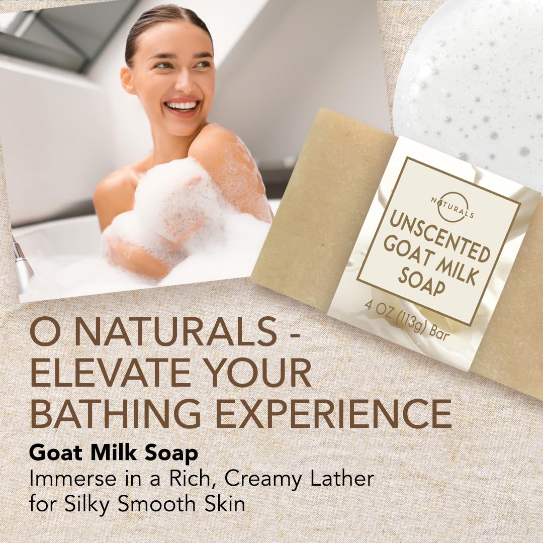 O Naturals 3-Pcs Goat Milk Soap with Soap Saver Bag - Unscented, Triple-Milled, Nourishing, for Sensitive Skin-FemmiqueWomen