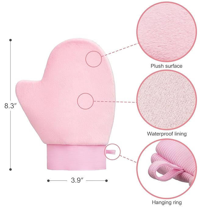 Self Tanner Brushes- Extra Large Body Kabuki Brush & Tanning Mitt, 2 Pcs, Big Body Makeup Brush for Legs, Face, Soft Self Tanning Glove Applicator for Fake Tan, Foundation, Lotion, Makeup (Purple)-FemmiqueWomen