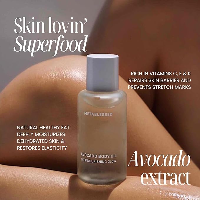 Avocado Dry Body Oil - Deep Nourishing Glow, Fast Absorbing & Non-Greasy Body Moisturizer. Luxurious Soothing Aromatherapy. Sensitive Skin Safe, Clean Beauty 3.38 fl. oz-FemmiqueWomen