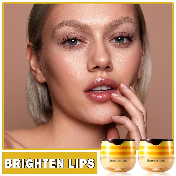 2PCS Bee Lip Balm Honey Pot Honey Lip Balm Sleeping Lip Mask Silky Hydrating Bee Lip Balm Lip Mask Overnight Lip Care Products-FemmiqueWomen