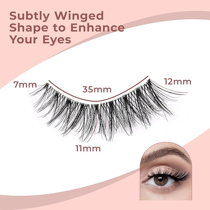 Wispy Lashes - Natural False Eyelashes Strip Lashes with Clear Band for Daily Wear 7 Pairs Cat Eye Lashes 12mm Reusable Fake Lashes That Look Like Extensions-FemmiqueWomen