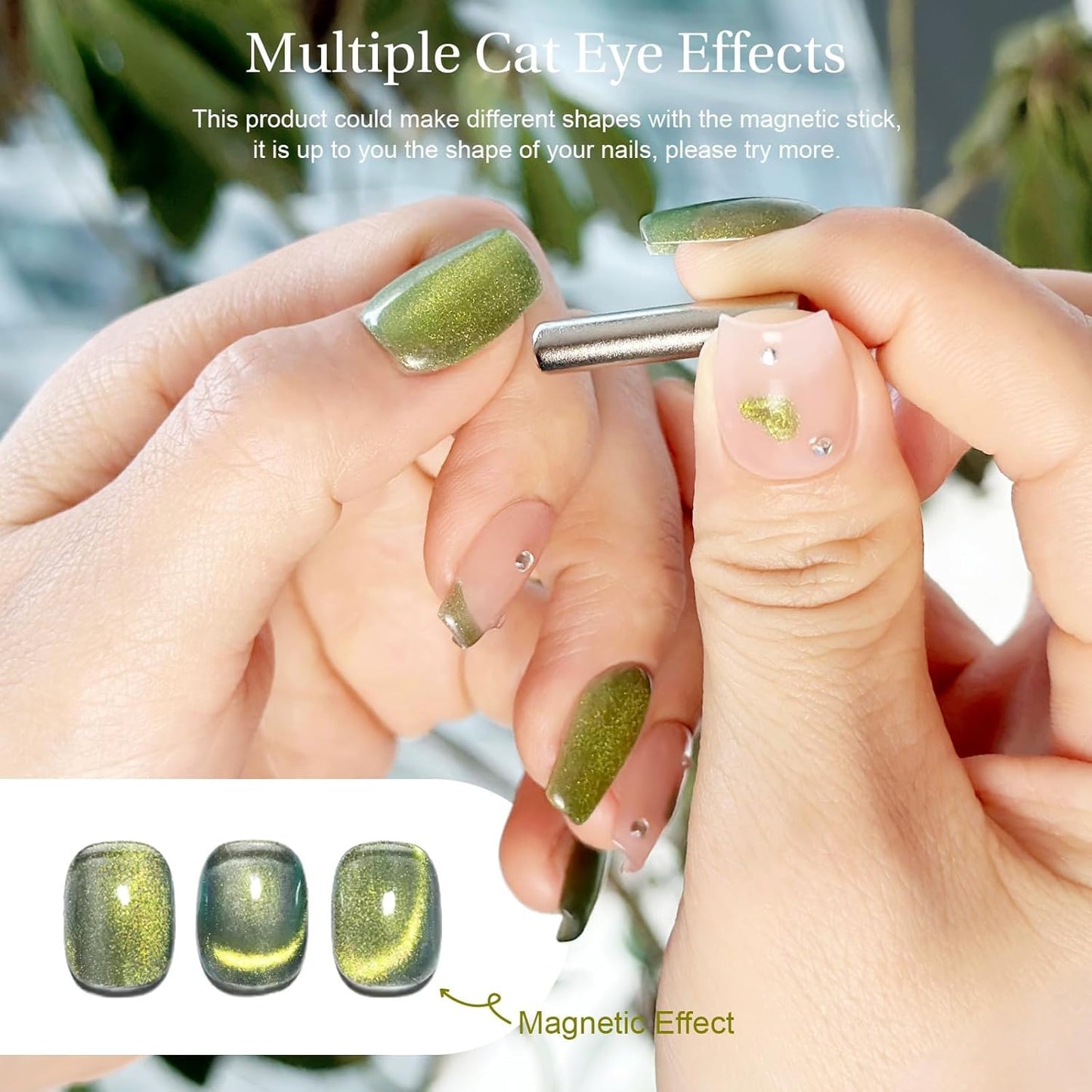 2PCS 15ml Cat Eye Gel Nail Polish, Glitter Holographic Nail Polish with Magnet Soak Off for DIY Manicure 18, Reflective Translucent UV Gel for Nail Art-FemmiqueWomen