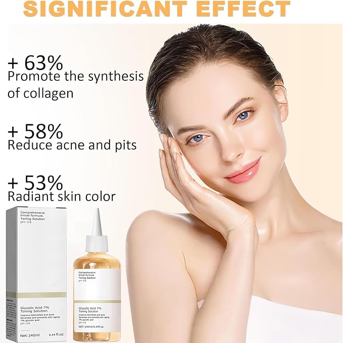 Glycolic Acid Toning Solution, Glycolic Acid 7% Toner, Glycolic Sour 7% Toning, KeepThe Skin Moist, Exfoliating Serum for Face, Facial Exfoliation Astringe Pores (240ML/8.0 Fl Oz)-FemmiqueWomen