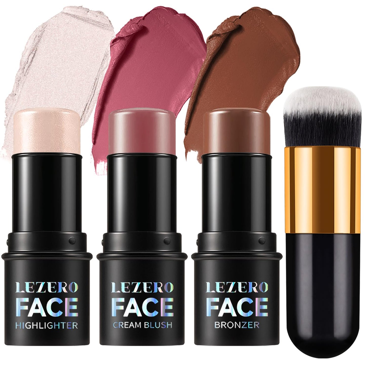 3Pcs Contour Stick Makeup Set, Shades with Highlighter Blush Bronzer Stick Kit for Sculpt the Cheeks and All Skin Type, Longwear Smooth Non-greasy Formula for All Skin Types, #2 NEUTRAL-FemmiqueWomen