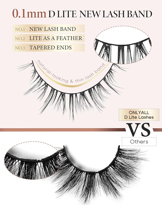 Onlyall Natural Lashes Short Eyelashes Wispy Lashes Natural Look Soft False Eyelashes False Eye Lashes Faux Mink Eyelashes 7 Pairs D2-FemmiqueWomen
