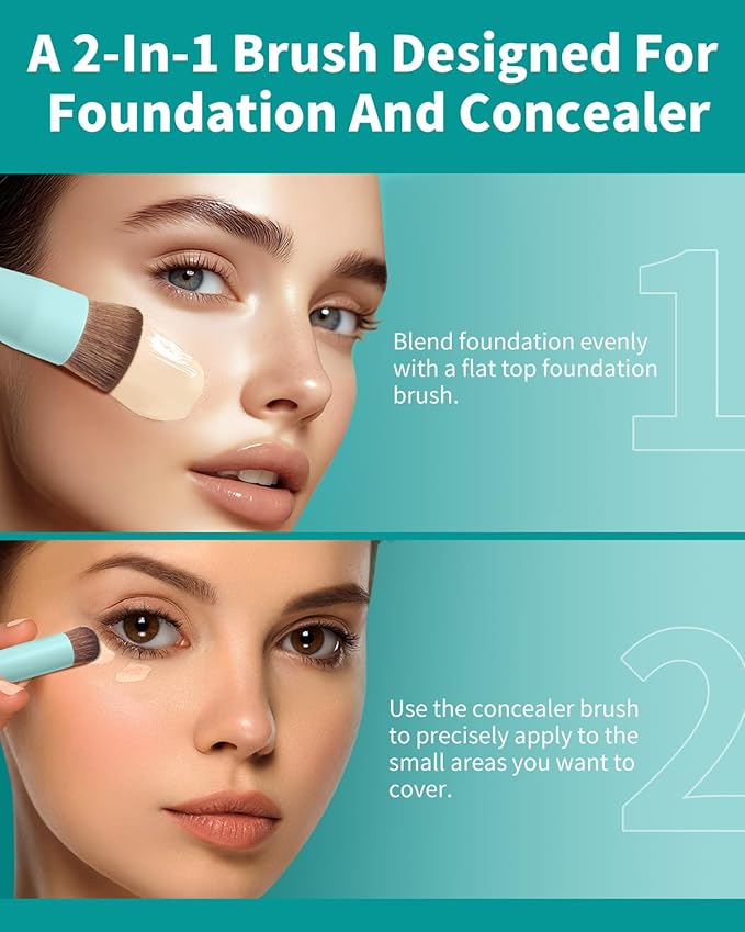 EIGSHOW Foundation and Concealer Brush, Dual Ended Makeup Brush For Flawless Foundation Coverage, Under Eye Concealer, Vegan & Cruelty-free (D110B)-FemmiqueWomen