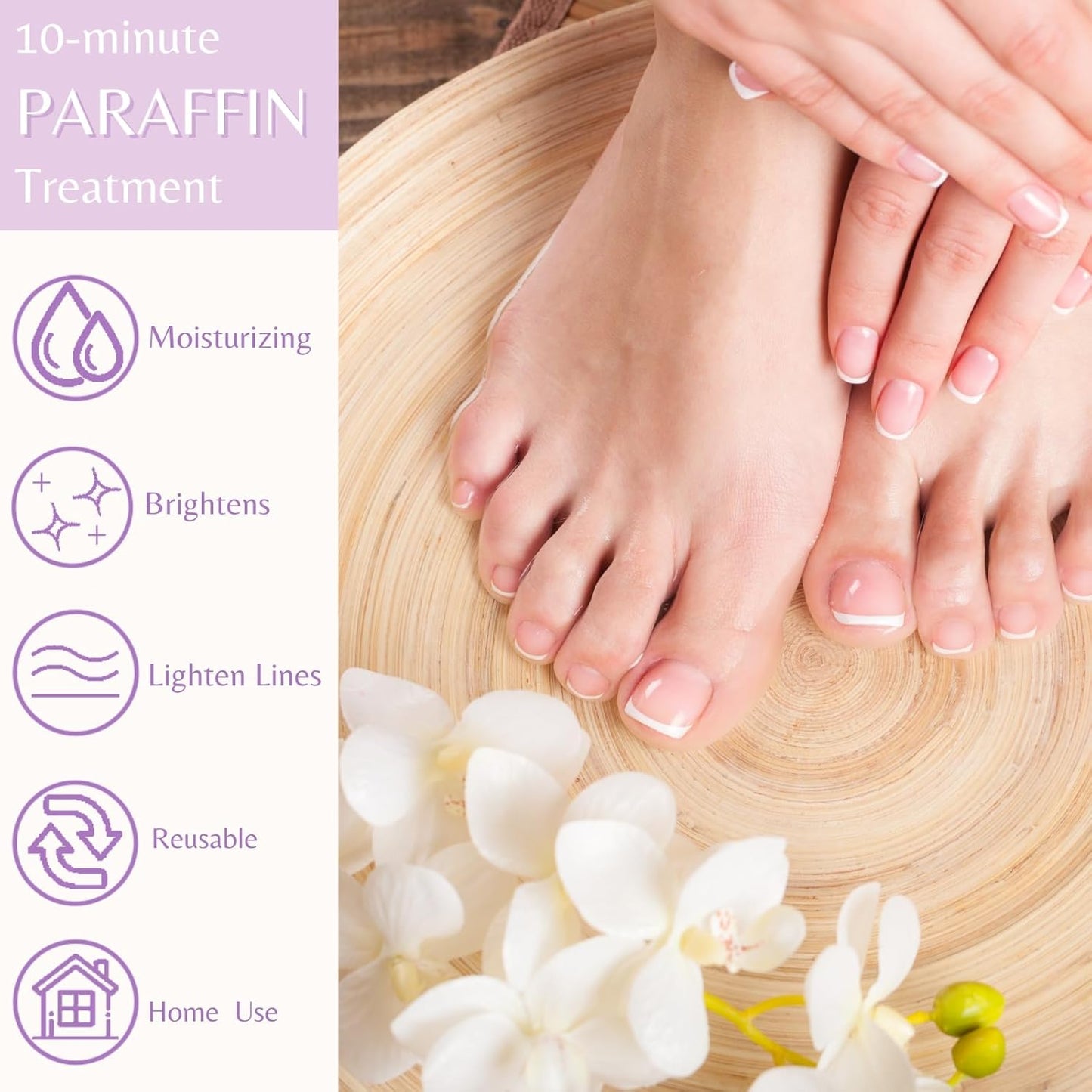 10-Minute Paraffin Hand & Foot Treatments, Self Contained Paraffin Wax Gloves and Booties Set for Intensive Hydration at Home (Rose)-FemmiqueWomen