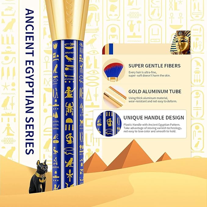 Docolor Makeup Brushes 19Pcs Makeup Brush Set Premium Gift Synthetic Powder Kabuki Foundation Contour Blush Concealer Eye Shadow Blending Liner Make Up Brush Kit, Ancient Egyptian Series-FemmiqueWomen