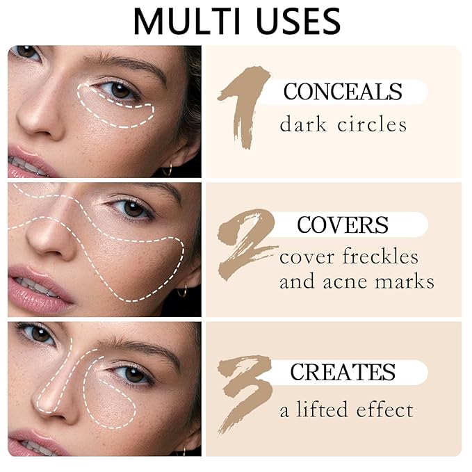 2pcs Concealer Pencil with Sponge,Full Coverage,Waterproof Under Eye Concealer Stick for Dark Circles,Blemishes,Aging Spots,Acne,Freckles-FemmiqueWomen