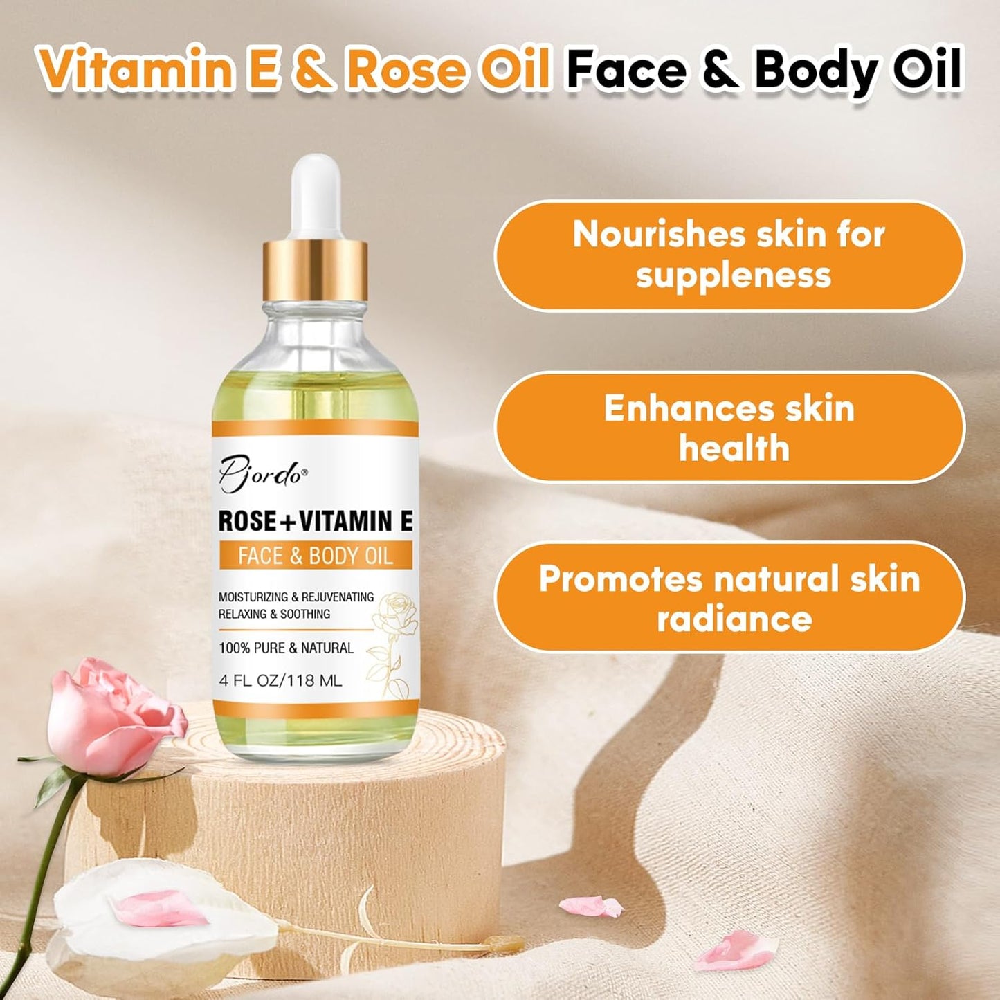 Vitamin E Rose Oil & Gua Sha Massage Tools Set, Gua Sha Oil for Face & Body, Organic Vitamin E Oil for Moisturizing and Hydrating, Anti Aging, Spa Gifts for Him Her-FemmiqueWomen