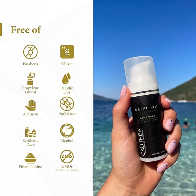 Calithea Night Cream - Moisturizing & Hydrating Face Repair Cream - Night Facial Moisturizer with Shea Butter, Elderberry, Argan Oil - Antioxidant-Rich Skin Night Cream-FemmiqueWomen