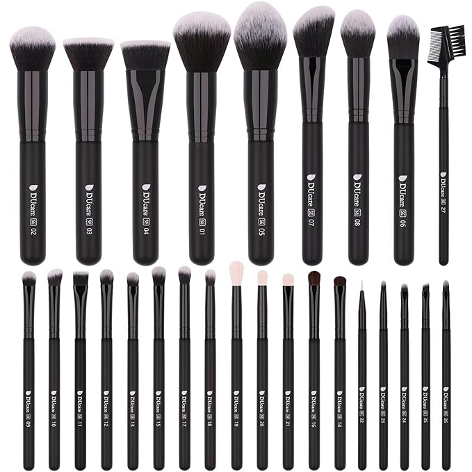 DUcare Professional Makeup Brushes Set 27Pcs Makeup Brush Set Premium Synthetic Kabuki Foundation Blending Face Powder Blush Concealers Eye Shadows Brushes-FemmiqueWomen