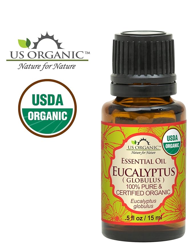 US Organic 100% Pure Eucalyptus Essential Oil (Globulus) - USDA Certified Organic, Steam Distilled - W/Euro droppers (More Size Variations Available) (15 ml / .5 fl oz)-FemmiqueWomen
