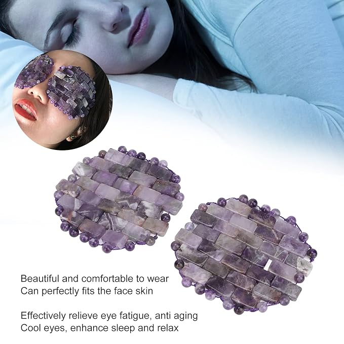 Jade Eye Mask, Amethyst Eye Pack Wrinkles Swelling Elimination Dark Circles Fading Jadestone Eye Massager Eye Pad Eye Shape Eye Covers for Men Women Soothing Eye Patch Reducing Facial Edema Stone-FemmiqueWomen
